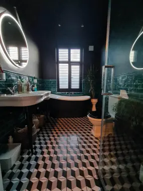 Completed bathroom plumbing installation