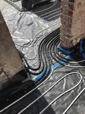 Underfloor heating pipework installation